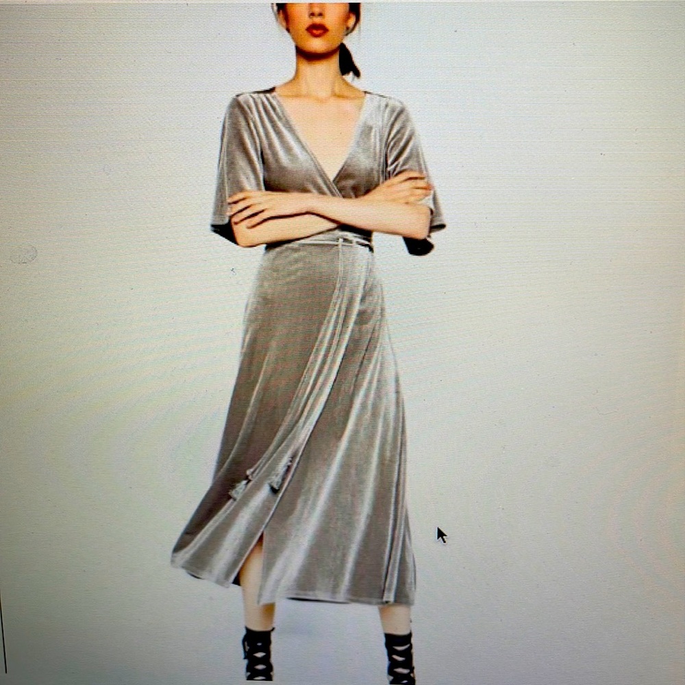 Zara TRF long crossover velvet dress size large